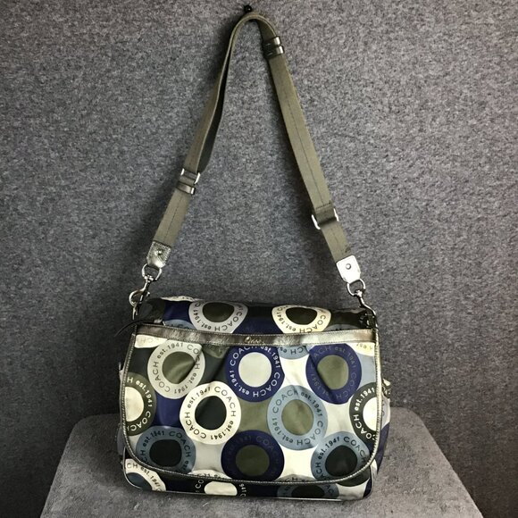 Coach Snaphead Blue Multicolor Diaper Messenger Overnight Carry On Bag - Picture 2 of 7